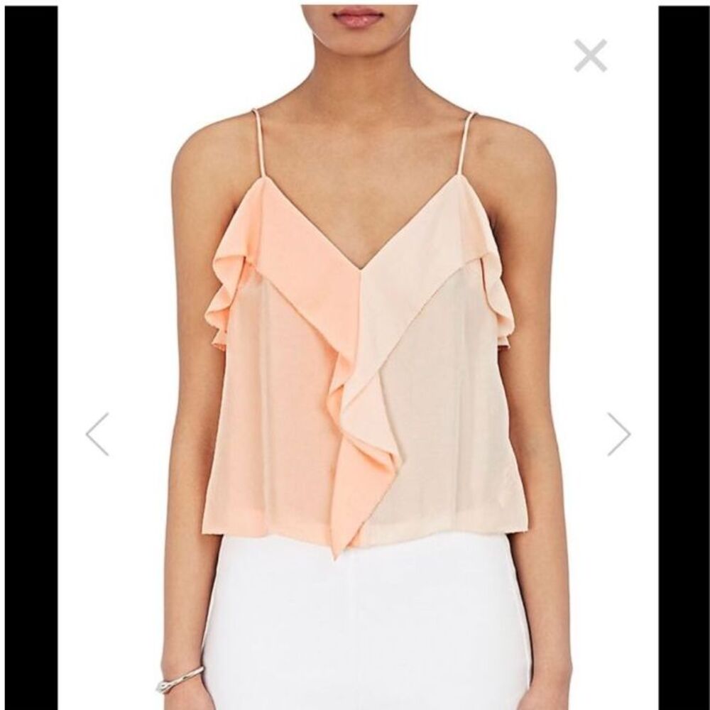 Rag & Bone Posta Ruffle Sleeveless Top, Cami, Bright Peach, L